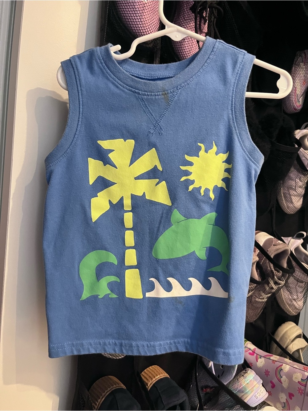 Garanimals Blue Tank Top with Green Dolphin & Yellow Sun